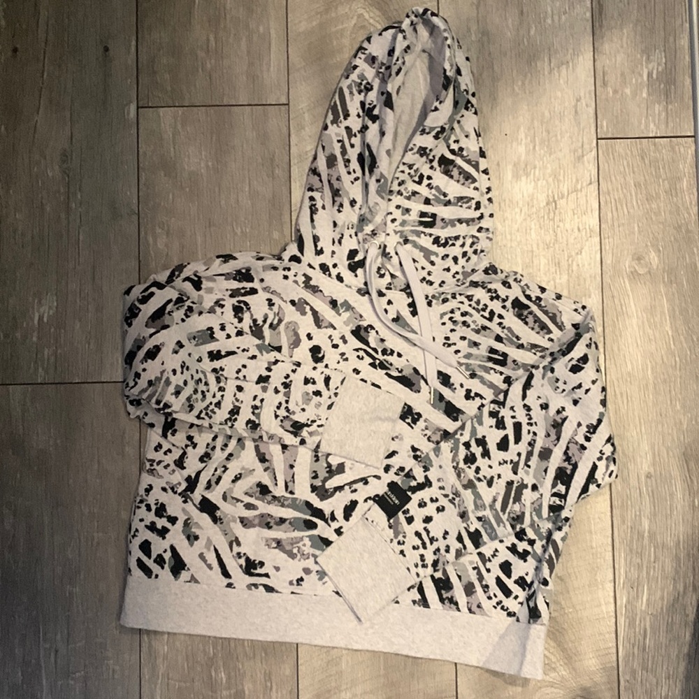 Calvin Klein Performance crop hoodie, animal print, L, EUC
